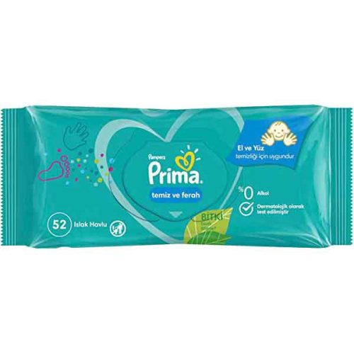 دستمال مرطوب پکیج 52 برگه Prima