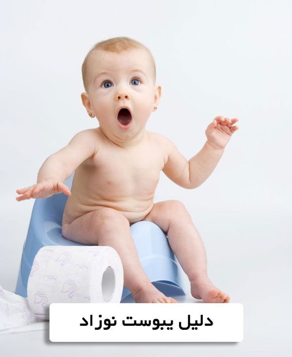 نوزادی نشته روی صندلی در کنار یک رول دستمال کاغذی