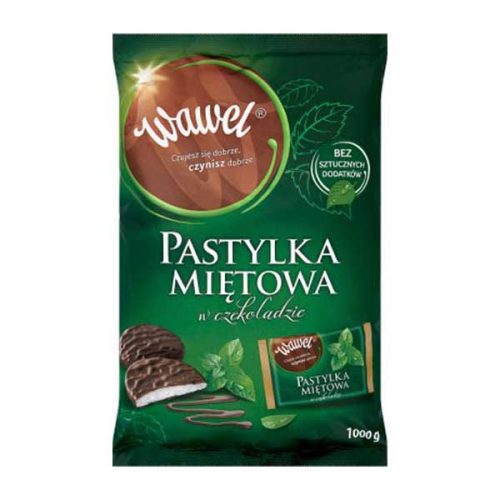 شکلات با مغز کرم نعناع و روکش شکلات واول WAWEL chocolate mint حجم 1 کیلوگرم