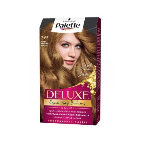 کیت رنگ مو تافی طلایی براق پلت سری Deluxe مدل Kalici شماره 7.65
