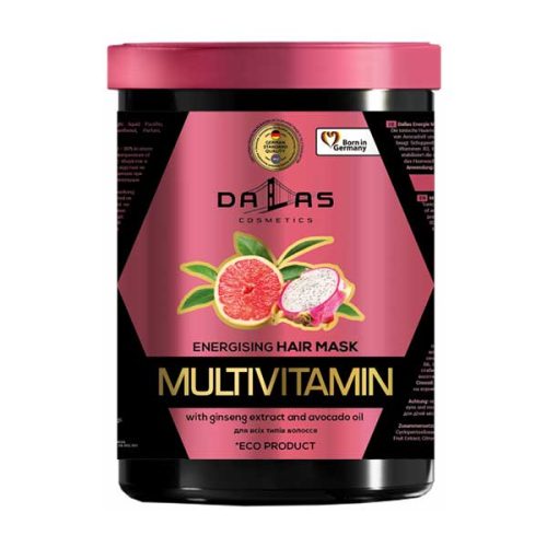 ماسک مو انرژی بخش دالاس Dalas حاوی مولتی ویتامین، عصاره جینسینگ و روغن آووکادو مناسب انواع مو 1000 میل