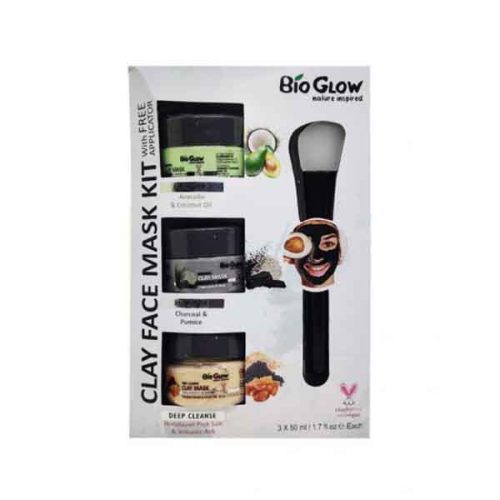 ماسک صورت پک 3 عددی BIO GLOW همراه اپلیکاتور مخصوص حجم هر ماسک 50 میل