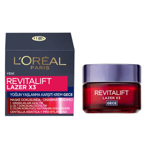 کرم ضد چروک قوی شب لورآل سری Revitalift Lazer X3 حجم 50 میل