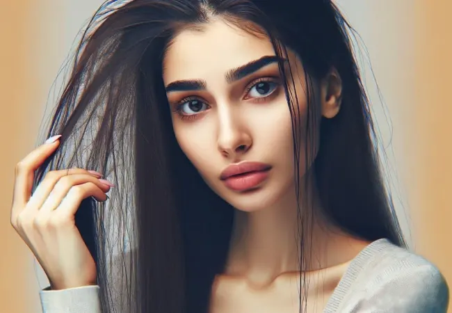دختری در حال فکر کردن به علت خرد شدن مو