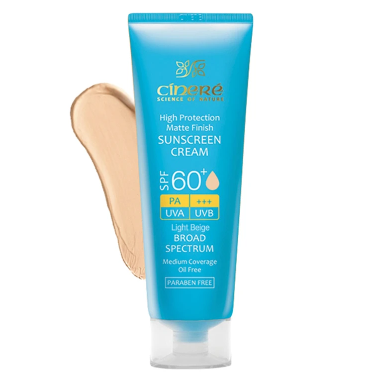 کرم ضد آفتاب +SPF 60 سینره cinere رنگ بژ روشن