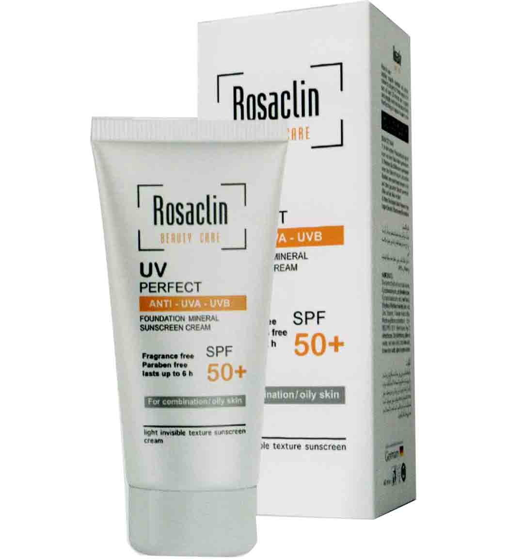 کرم ضدآفتاب SPF 50 بی‌رنگ رزاکلین Rosaclin پوست خشک حجم 40 میل