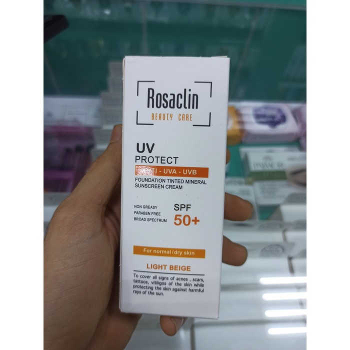 کرم ضد آفتاب spf 50 پوست خشک رزاکلین Rosaclin رنگ بژ روشن حجم 40 میل