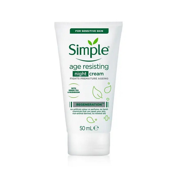 Simple-Age-Resisting-night-cream-50ml کرم شب سیمپل Simple ضد پیری و چروک مدل Age Resisting تیوپی 50 میل