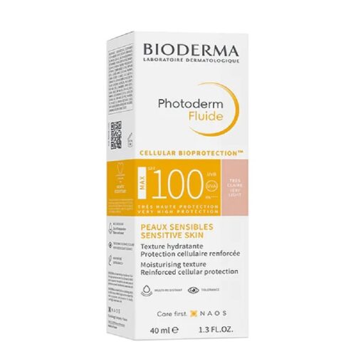 کرم ضدآفتاب فلوئید spf 100 بایودرما رنگی فتودرم حجم 40 میل