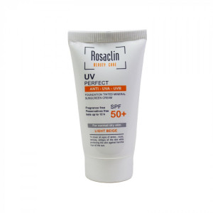 کرم ضد آفتاب spf 50 پوست چرب و مختلط رزاکلین Rosaclin رنگ بژ طبیعی حجم 40 میل