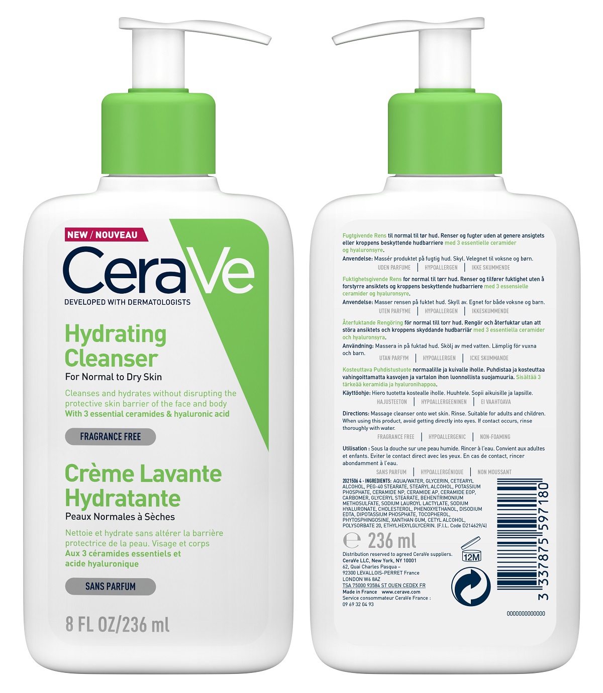 ژل شستشو و آبرسان سراوی Cerave پوست نرمال تا خشک