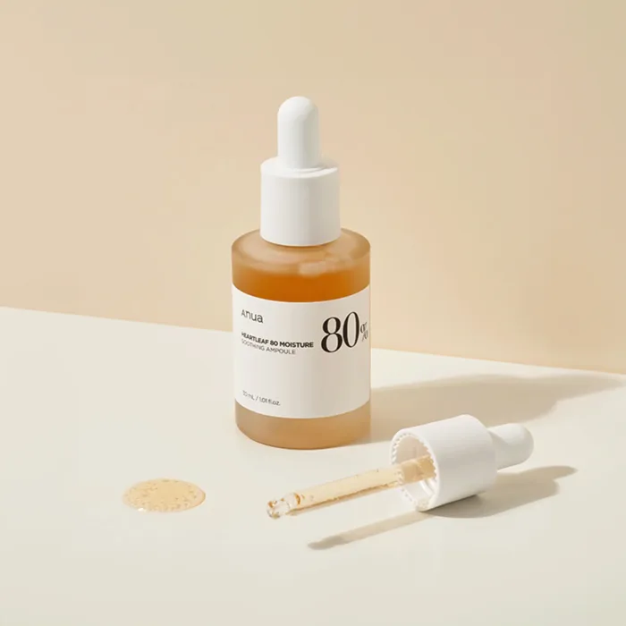 آمپول تسکین دهنده و مرطوب کننده آنوا حاوی عصاره هوتونیا کوردتا Anua Heartleaf 80% Moisture Soothing Ampoule 30ml