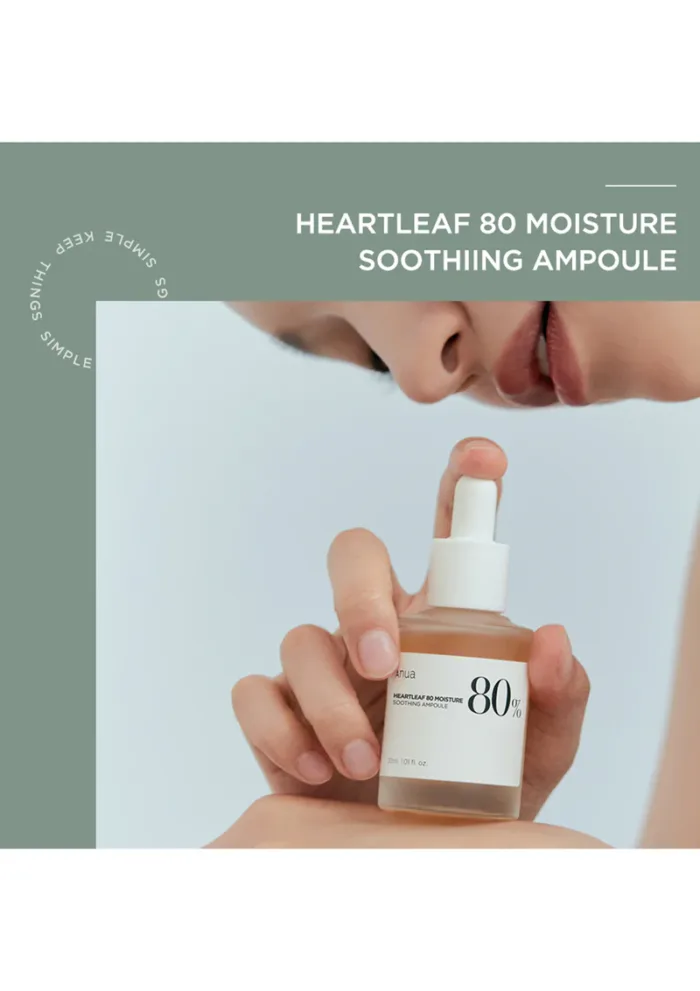 آمپول تسکین دهنده و مرطوب کننده آنوا حاوی عصاره هوتونیا کوردتا Anua Heartleaf 80% Moisture Soothing Ampoule 30ml